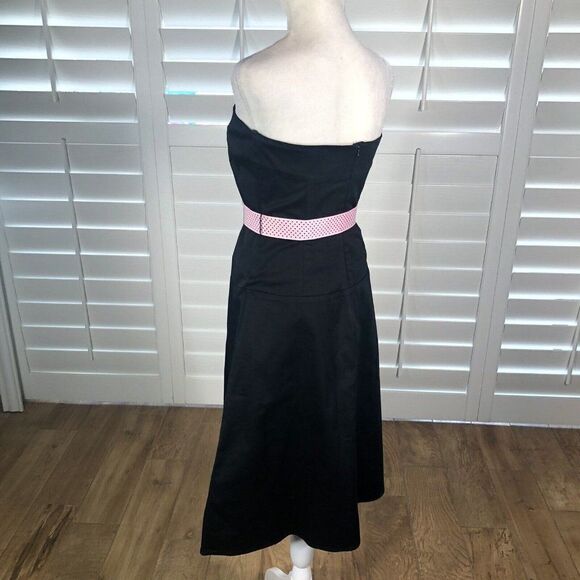 Vtg Strapless Black Pin Up Style Rockabilly Dress 4 Cotton Spandex Swing 80s 90s - Picture 7 of 12